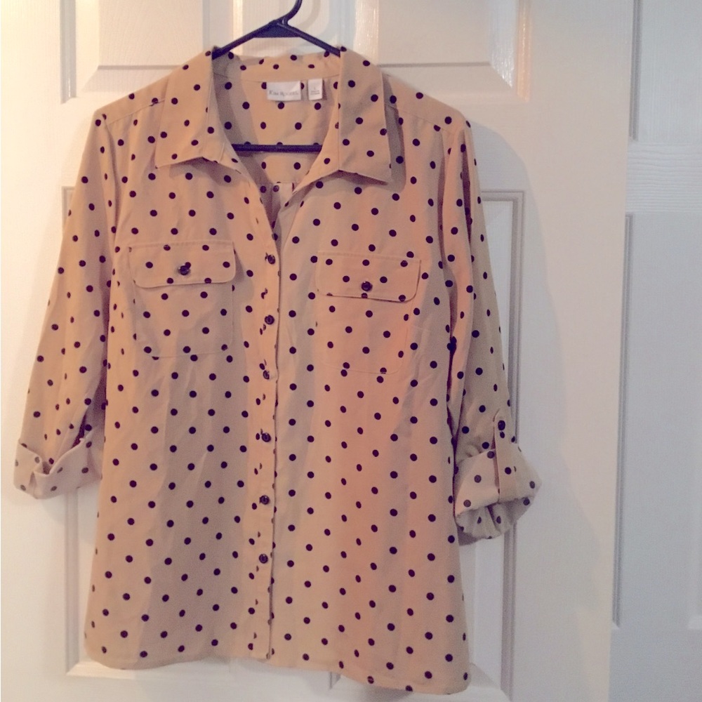 NWT Kim Rogers polka dot blouse. Size L